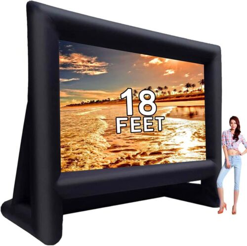 18 feet Inflatable Outdoor Projector Movie Screen – Package with Rope, Blower…