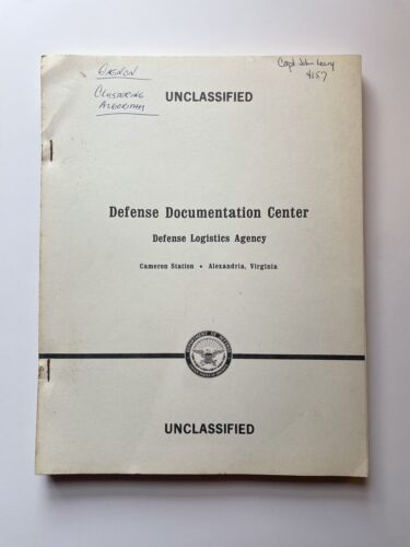 Unclassified Defense Documentation Centre 1975 Roger Gagnon Clustering Algorithm