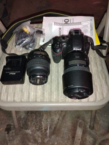 Nikon D5100 16.2MP Digital DSLR Camera 18-55mm & 70-300mm Charger 2K Clicks.