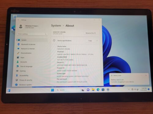 i7 16GB Fujitsu Q739 Tablet PC 256GB SSD Windows 11 Pro Bluetooth FHD Touch