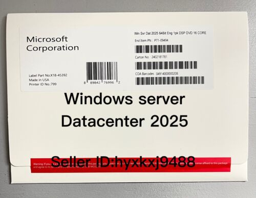 Windows Server 2025 Datacenter 16 Core 64 Bit Key + DVD