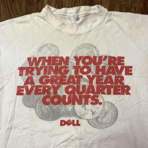 Vintage Dell T Shirt Size Large Y2K Logo Computer Technology Software with Flaws