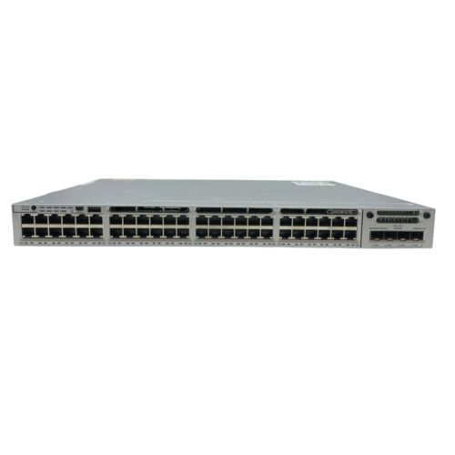 Cisco WS-C3850-48F-L 48-Port PoE+ Gigabit Network Switch DUAL PSU C3850-NM-4-1G