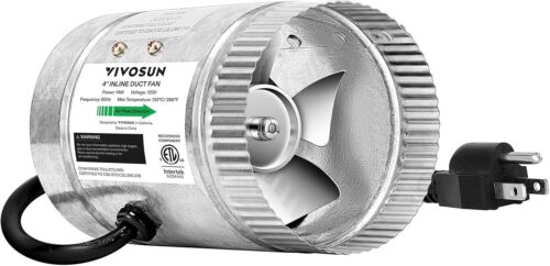 VIVOSUN 4″/6″/8″ Inline Fan HVAC Exhaust Blower Ventilation Fan 100/240/420 CFM