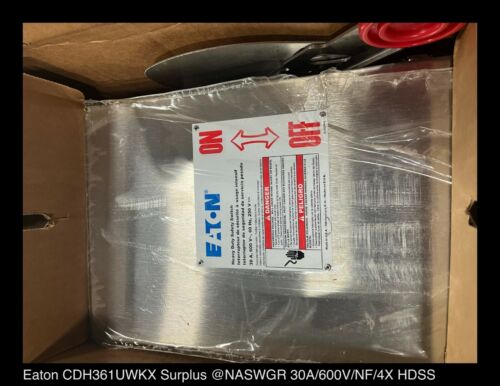 Eaton CDH361UWKX Heavy Duty Safety Switch – 30A/600V/3P/N4X – Unused/Warranty