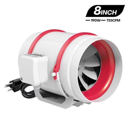 Boshen 8″ Duct Ventilation Booster 735CFM Silent Inline Exhaust Fan HVAC Blower