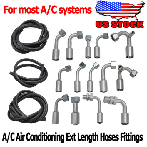 Air Conditioning AC Fitting Set #8 and #10 Female Oring Beadlock 90 Degree