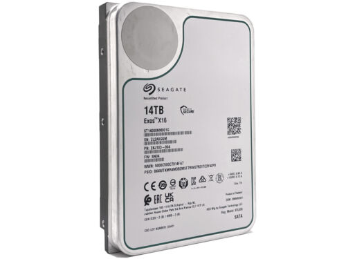 Seagate Exos X16 ST14000NM001G 14TB 512E SATA 6Gb/s 3.5″  Enterprise Hard Drive