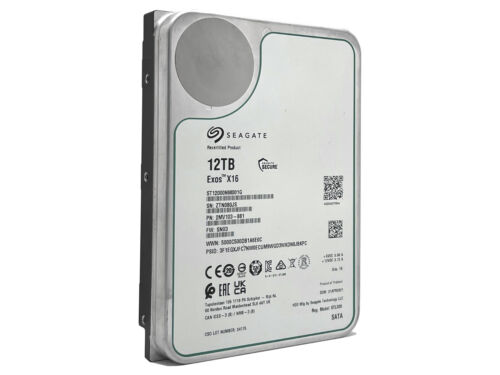 Seagate Exos X16 ST12000NM001G 12TB 512E SATA 6Gb/s 3.5″  Enterprise Hard Drive