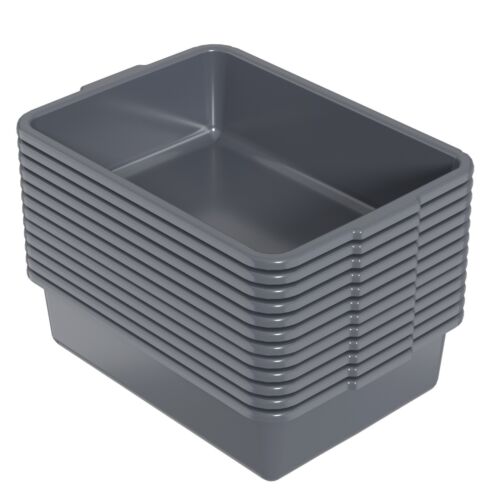 IDOTRY 12-Pack 13 Liter Commercial Bus Tubs, Gray Plastic Wash Basin Bus Tote