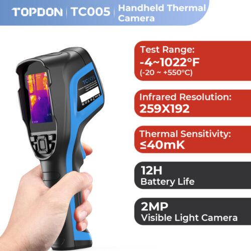 TOPDON TC005 256 x 192 IR Resolution Thermal Camera with 2MP Visual Camera & LED