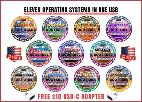 MacOS Repair Service BOOTABLE USB Drive NOW ELEVEN Operating Systems, SHIPS FAST