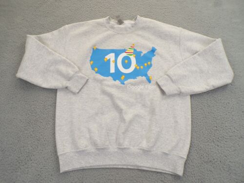 Google Fiber Sweatshirt Mens Medium Gray 10th Anniversary Alphabet Promo