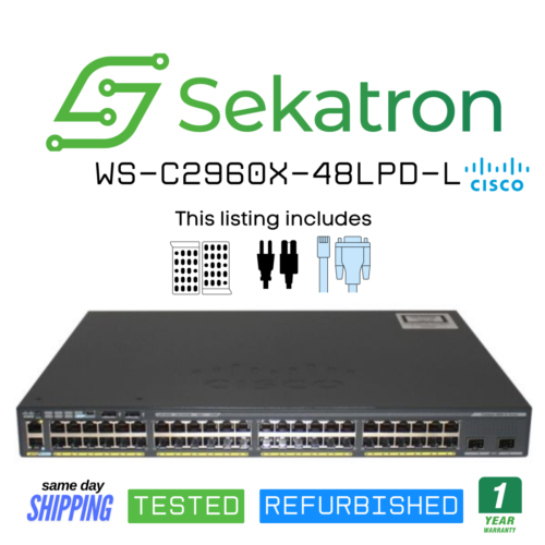 Cisco WS-C2960X-48LPD-L 48 Port Gigabit PoE+ 370W LAN Base Switch