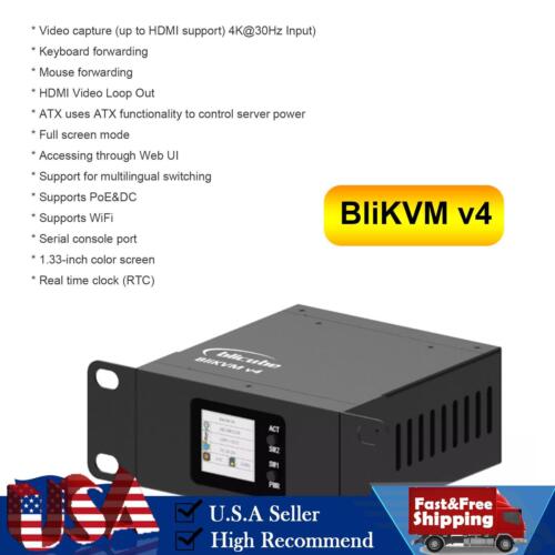 BliKVMv4 Over IP PoE HDMI Loop Out Process Control Operation Maintenance IPKVM