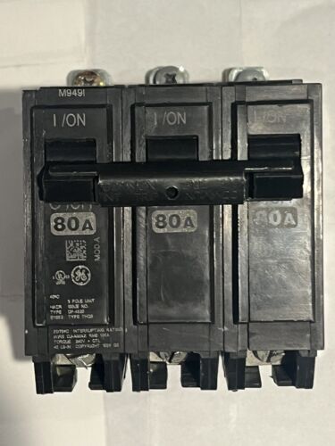 General Electric GE THQB32080 3 Pole 80 Amp BoltOn Circuit Breaker THQB RMS 10KA