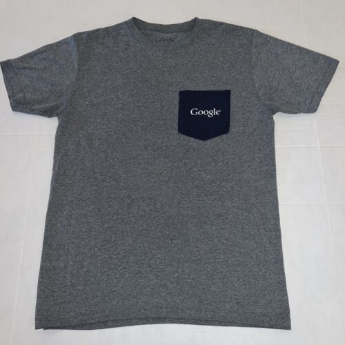 Vtg Authentic GOOGLE Employee Issued Pocket Tee Shirt Adult Medium Gray Alphabet