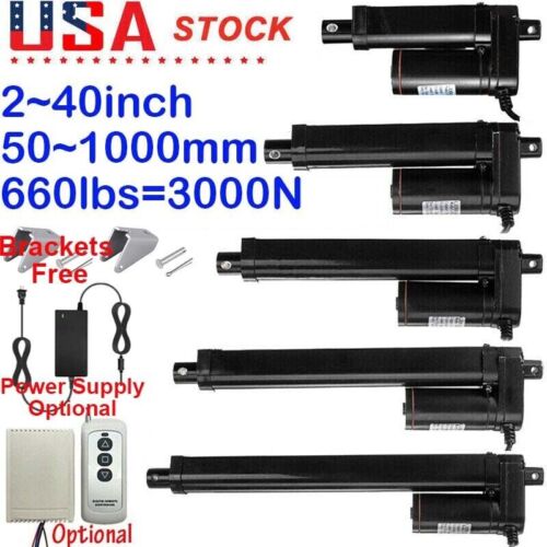 Linear Actuator 12V Heavy Duty IP65 Waterproof Stroke 2″~40″ 1000MM 3000N 660lbs