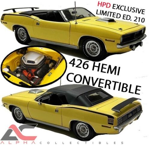 ACME/HPD A1806129HPD 1:18 1970 PLYMOUTH 426 HEMI CUDA CONVERTIBLE YELLOW L.E.210