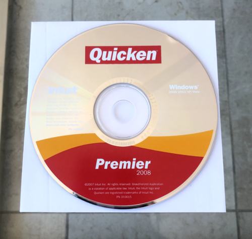 Intuit Quicken Premier 2008 For Windows ’00/’03 XP/Vista/7/8 NOT 10 or 11