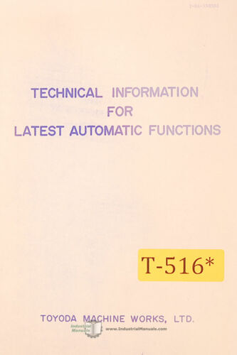 Toyoda Machine Center Technical Information Latest Automatic Functions Manual