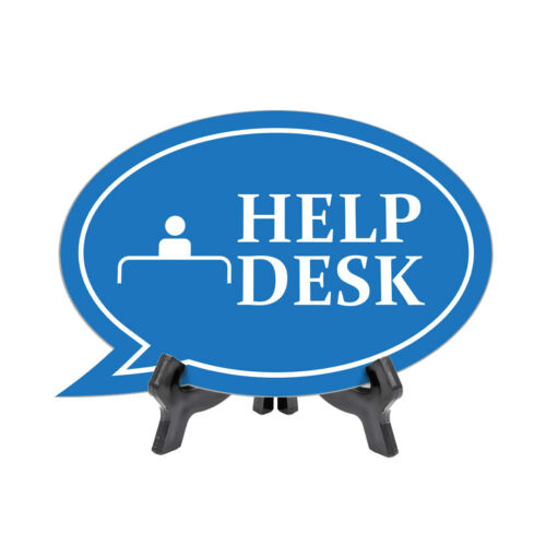 Help Desk Oval Speech Bubble (6 x 4″) Table Sign With Acrylic Easel