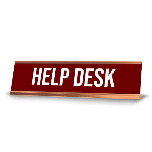 Help Desk, Redwine Gold Frame, Desk Sign (2×8″)