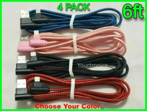 4 PACK 6ft Charging Cables 90 Degree For iPhone 14 13 12 11 X XR XS Plus Pro Max