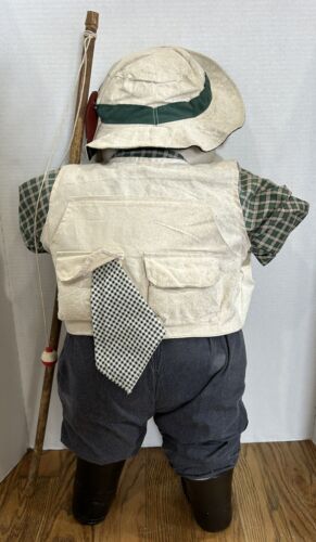 Baby Fisherman Time-out Hide N Seek 26” Doll Boy Fishing Pole Hat Vintage