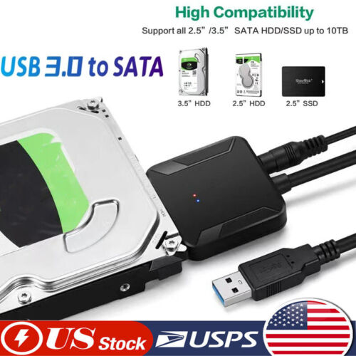 USB 3.0 to SATA External Hard Drive Reader 2.5″ 3.5″ HDD SSD Power adapter cable