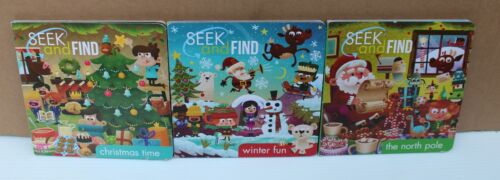 Lot of 3 SEEK & FIND Board Books ~ The North Pole + Winter Fun + Christmas Time