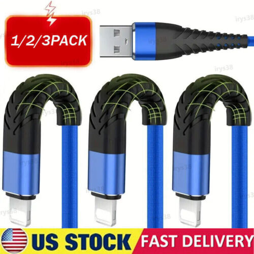 Braided Fast Charger Cable Heavy Duty USB Cord For iPhone 14 13 12 11 X XR 8 lot