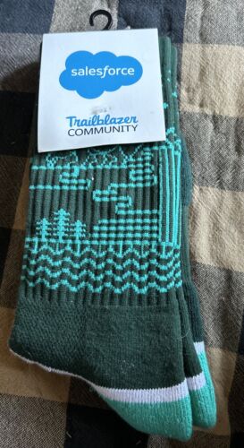 NEW Salesforce Trailblazer Community Socks Adult Men Women Green Aqua One Size