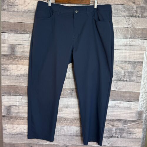 Public Rec Workday Pants Mens 40×28 Blue Navy Casual Comfort Flat Front