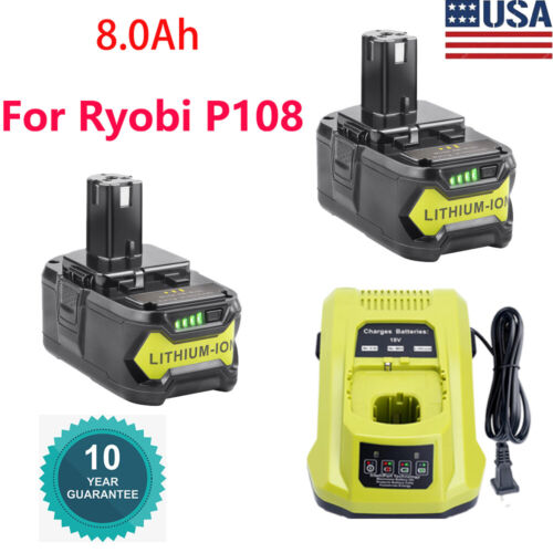 For RYOBI 8.0Ah 18Volt P108 18V One+ Plus High Capacity Lithium Ion Battery Tool