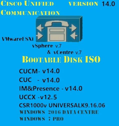 Cisco Collaboration Voice Lab version 14.0 CUCM CUC IMP ESXi vCentre iso