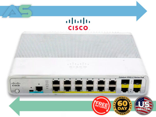 Cisco Catalyst WS-C3560C-12PC-S 12-Port Managed PoE Ethernet Network Switch