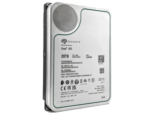 Seagate Exos X22 ST20000NM004E 20TB 512E SATA 6Gb/s 3.5″  Enterprise Hard Drive