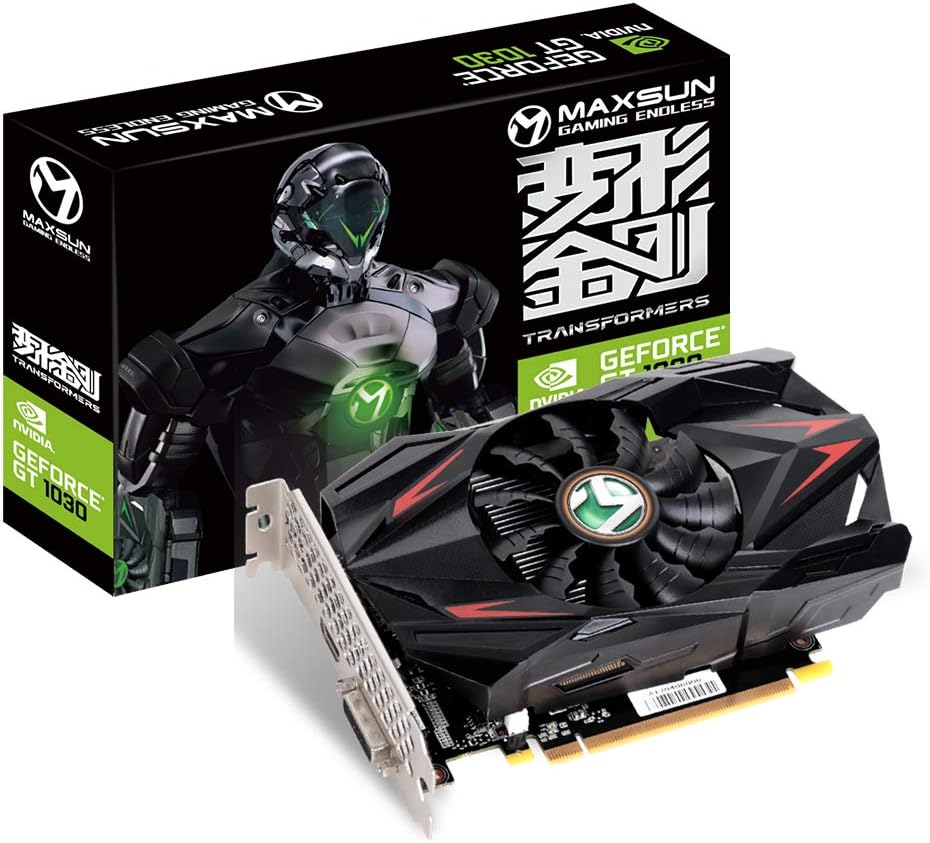 maxsun GEFORCE GT 1030 2GB GDDR5 Video Graphics Card GPU Mini ITX Design, New Architecture & Fast Performance Than 2GD4, HDMI, DVI-D, Single Fan Cooling System