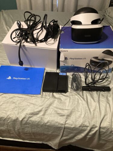 PlayStation VR Headset With Necessary Cords And PlayStation Camera