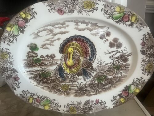 Vintage, Trimontware Japan Traditional Turkey oval Platter,good