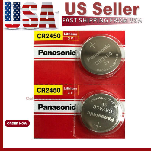 2 x Fresh New Panasonic CR2450 CR 2450 3v LITHIUM Coin Cell Battery Exp. 2031