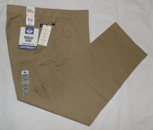 DOCKERS Men’s Workday Khaki Lightweight Straight Fit Pants British Khaki 40X30