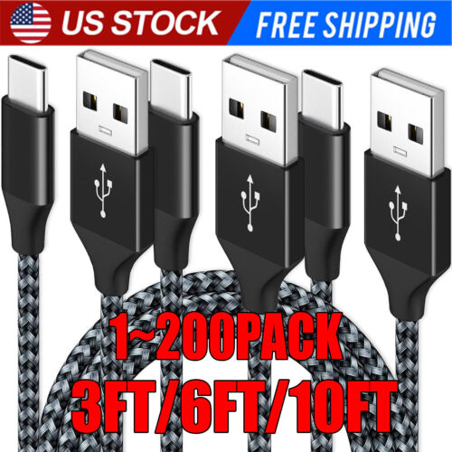 Lot USB-A to Type-C Fast Charging Data SYNC Charger Cable Cord 3/6FT LONG