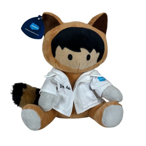 Salesforce Dr Astro 8″ Stuffed Plush Animal Raccoon Mascot White Doctor Coat HTF