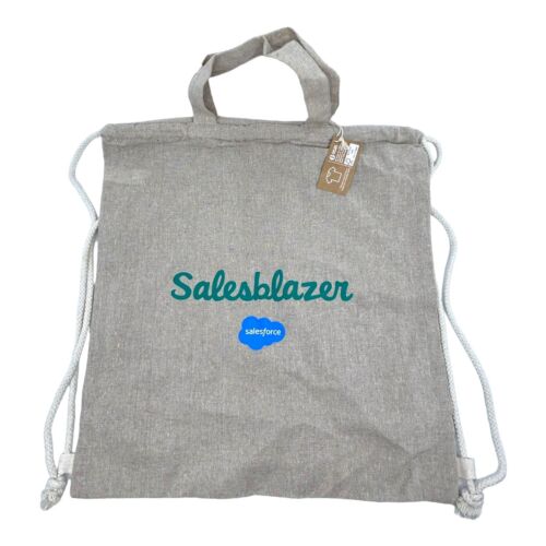 Salesforce Salesblazer Recycled Cotton Cinch Bag Backpack Tote Reusable Shopping