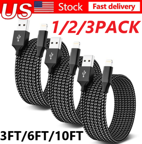 3Pack Braided USB C Type-C Fast Charging Data SYNC Charger Cable Cord 3/6/10FT