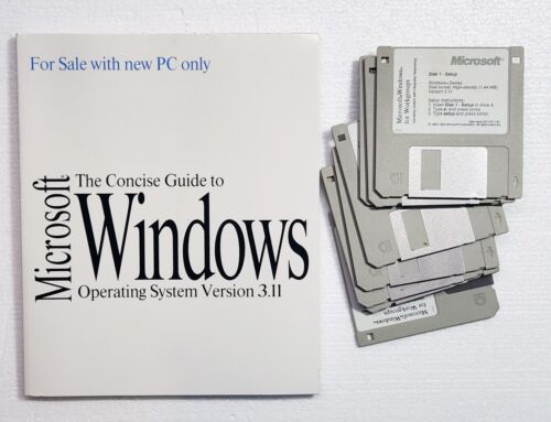 Genuine Microsoft MS Windows for Workgroups 3.11 Eight 3.5″ Floppy Diskettes COA