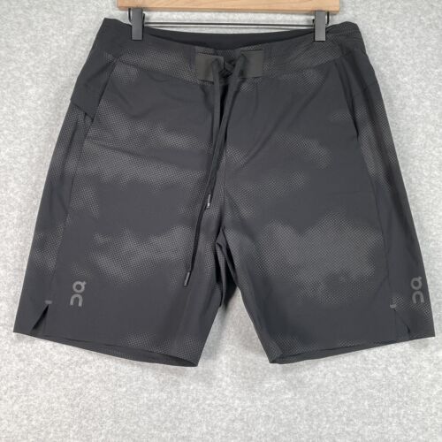 On Cloud Hybrid Shorts Mens Large Black Camo Stretch Performance Gym Running