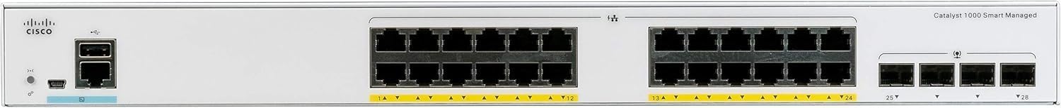 Cisco Catalyst 1000-24T-4G-L Network Switch, 24 Gigabit Ethernet Ports, 4 1G SFP Uplink Ports, Fanless Operation, Enhanced Limited (C1000-24T-4G-L)